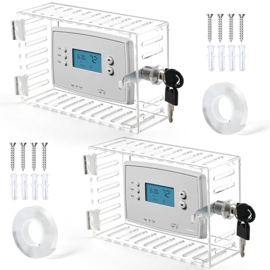 Lock Box With Key, 2Pack Universal Acrylic Cover for Goole Nest and Honeywell Home Thermostats, Large Guards for Wall Thermostats 5.9"*4"*2.5" or Smaller