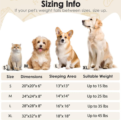 Dog & Cat Bed, 20in Cat Beds for Indoor Cats, Calming Donut Bed for Puppy and Kitten, Washable Round Fluffy Pet Bed for Small Medium Dogs and Cats (Camel)