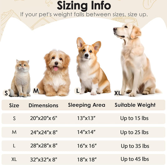 Dog & Cat Bed, 20in Cat Beds for Indoor Cats, Calming Donut Bed for Puppy and Kitten, Washable Round Fluffy Pet Bed for Small Medium Dogs and Cats (Camel)