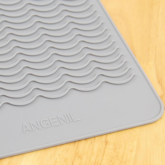 ANGENIL Pro Travel Flat Iron Heat Resistant Silicone Mat Pad, for Hair Straightener Tools, Travel Ceramic Titanium Flat Iron, Hair Curler, Curling Iron Wand Mat for Counter Large Size 11.02" x 7.9"