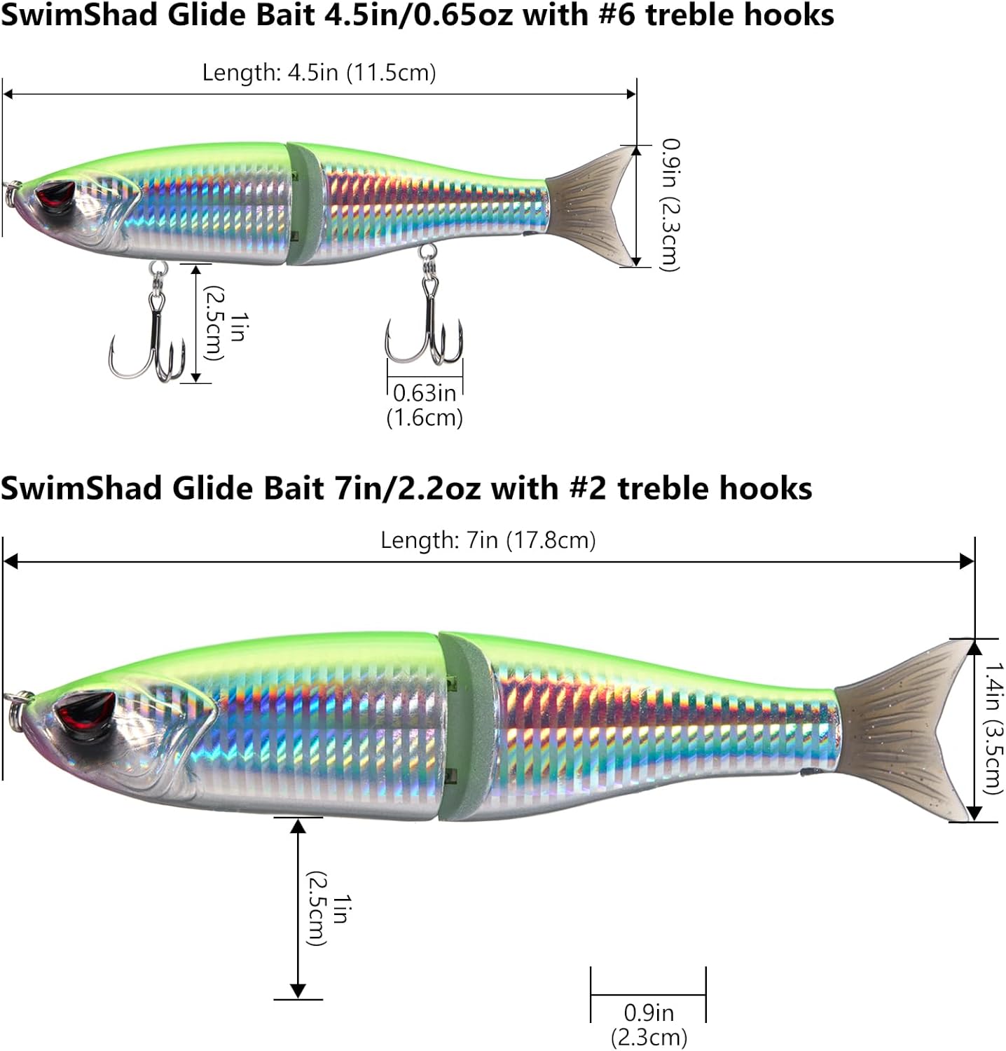 Bassdash SwimShad Glide Baits Jointed Swimbait Bass Pike Salmon Trout Muskie Fishing Lure