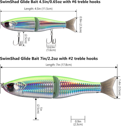 Bassdash SwimShad Glide Baits Jointed Swimbait Bass Pike Salmon Trout Muskie Fishing Lure