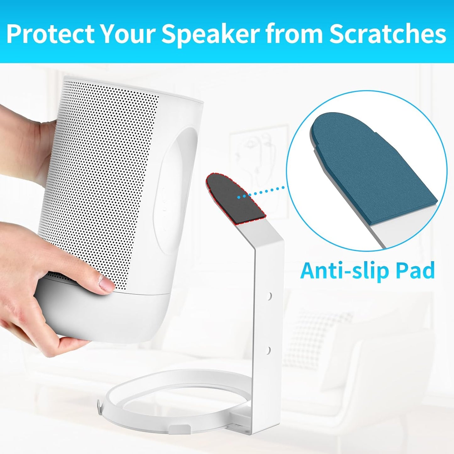 Heavy-Duty Wall Bracket Compatible with Sonos Move 1 and Move 2 Wall Mount Indoor/Outdoor for Sonos Move Mount Easy to Install, White