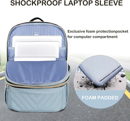 VANKEAN Laptop Backpack for Women Men Work Laptop Bag Fashion with USB Port, Daypacks for College, Business (Black, 15.6 Inch)