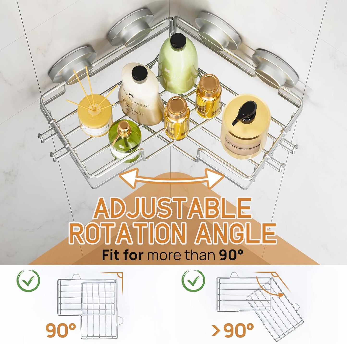 LEVERLOC Shower Caddy Suction Cup, 2 Pack Black Shower Shelf with Hooks and Soap Holder, NO-Drilling Bathroom Organizer, Rustproof Metal Bathroom Storage and Organization