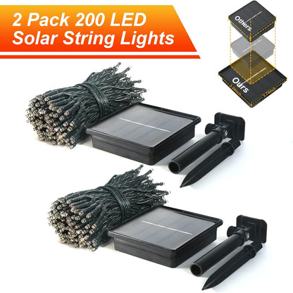 JMEXSUSS 2 Pack 75.5ft Orange Solar Christmas Lights, Total 400 LED Solar String Lights Outdoor Waterproof, 8 Modes Orange Halloween Lights for Tree Patio Garden Thanksgiving Halloween Decorations