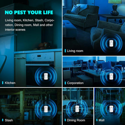 Upgraded 6 Packs Ultrasonic Pest Repeller, Electronic Pest Repellent Plug in Indoor for Insect Roach Rodent Bug Mosquito Mice Spider Ant Mouse Repellent for Home Kitchen Office Warehouse