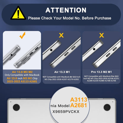 MOSISO Compatible with MacBook Air 13 inch Case 2025 2024 2023 2022 M4 A3240 M3 A3113 M2 A2681, Plastic Hard Shell&Keyboard Cover&Screen Film&Pouch for MacBook Air 13.6 inch Case, Crystal Clear