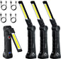 Rechargeable Work Lights, LED Work Light with Magnetic Base and Hanging Hook,360°Rotate 5 Modes Magnetic Rechargeable Flashlights for Mechanics Car Repair, Home, Garage, Emergency,BBQ,Camping(4 Pack)