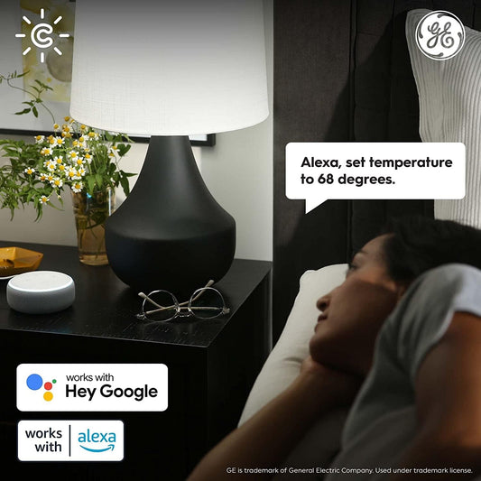 GE CYNC Smart Thermostat, Programmable Wi-Fi Thermostat, Works with Alexa and Google Home, Black, Medium - PuriLite