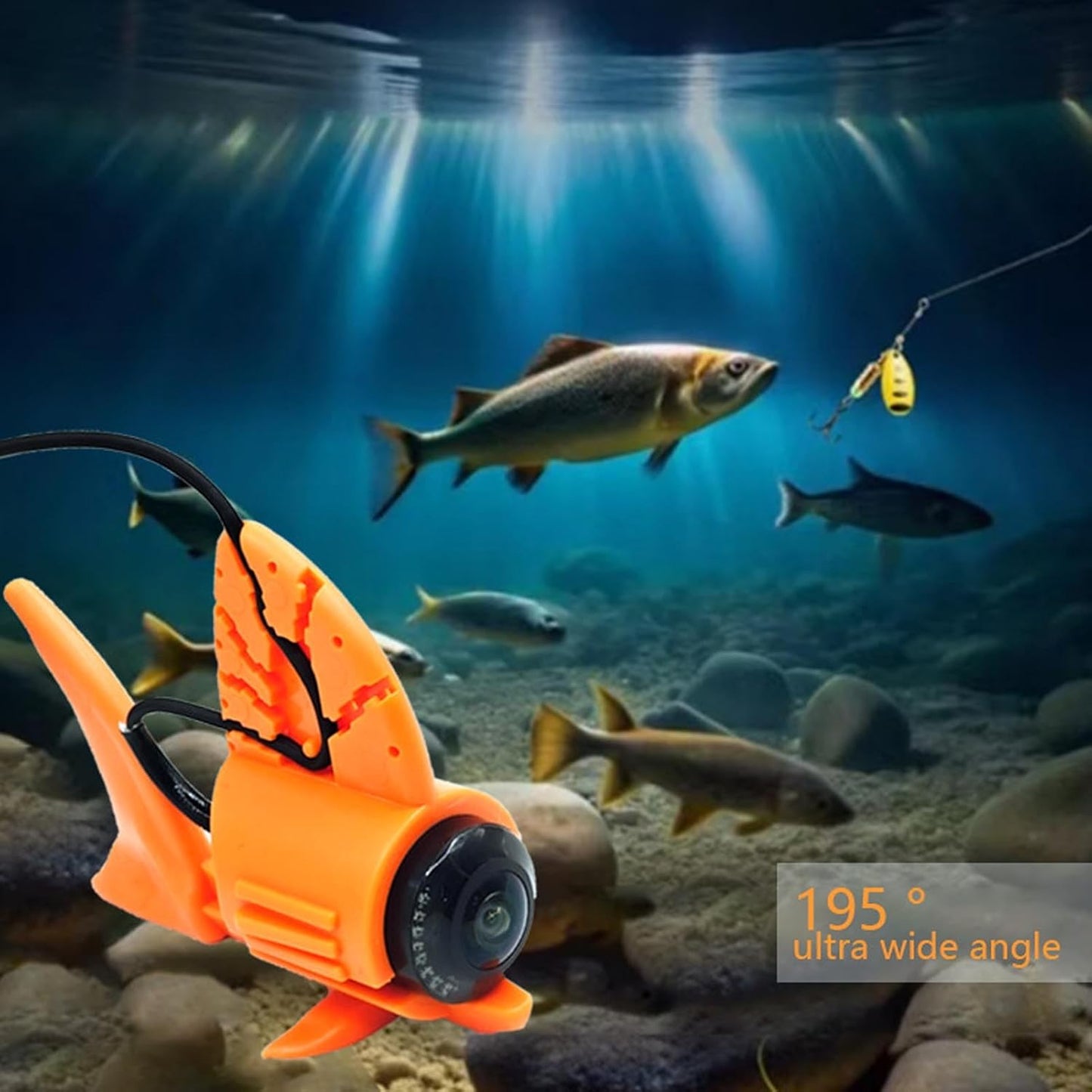 Sanpyl Underwater Fishing Camera, 1080P HD Fish Finder with 195° Wide Angle View and 4.3in Screen, Built in 8 LEDs Fill Light, for Ice Lake Boat Kayak Fishing