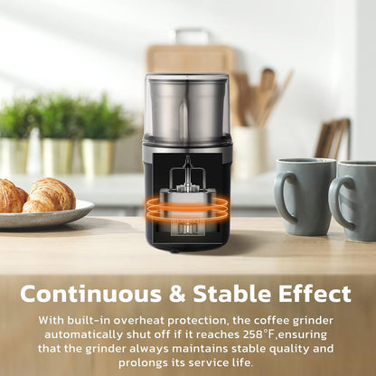 KYG Electric Coffee Grinder, 2 Removable Bowls, Black