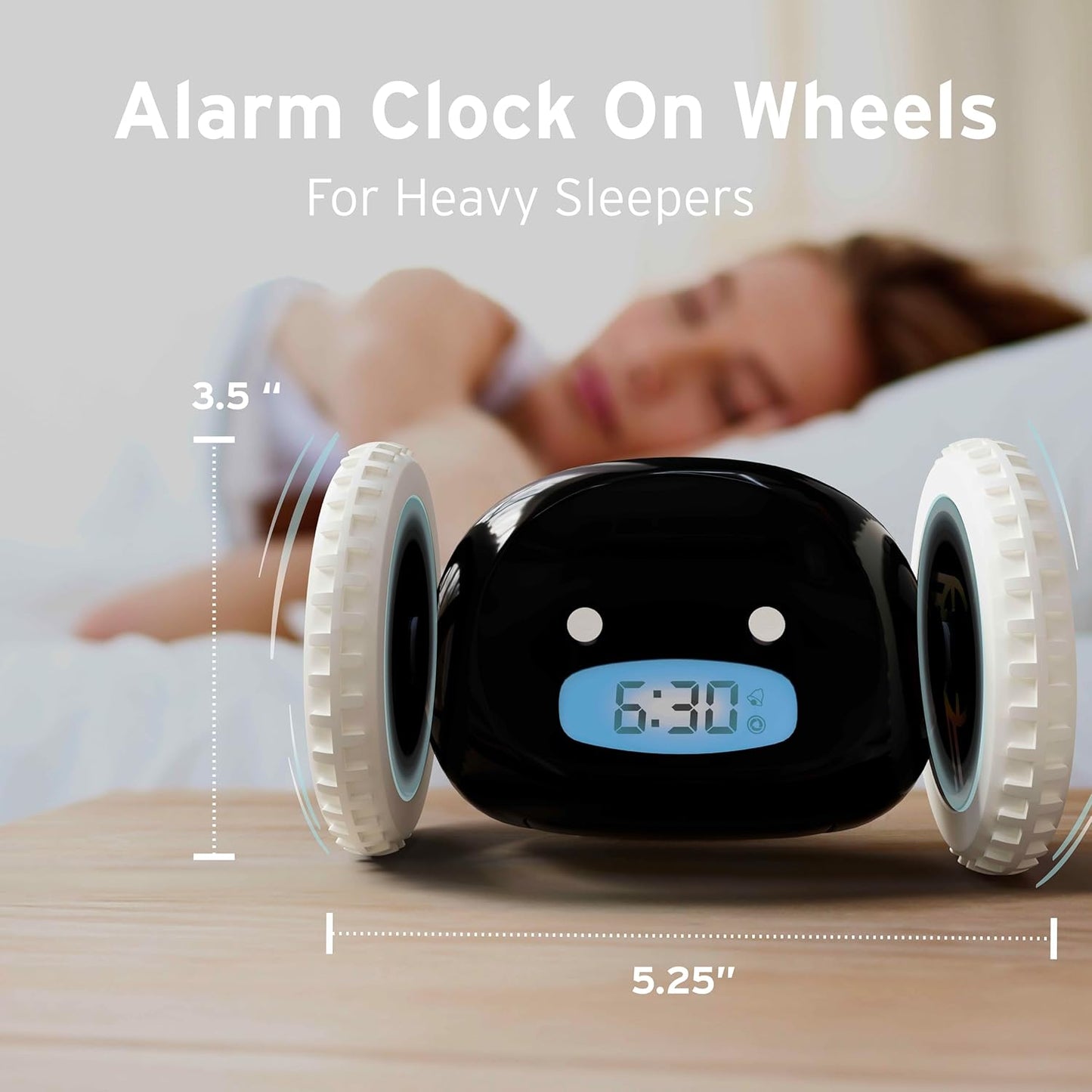CLOCKY Extra Super Loud Alarm Clock for Heavy Sleepers Adults Kids Teens Bedroom, Move Jump Roll Run Away Easy to Set Smart Digital Alarm Clock Funny Gag Gift (Chrome)