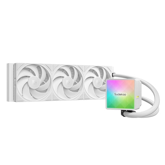 Sudokoo NEXAURA 360 White Liquid CPU Cooler: 360mm AIO CPU Cooler with PWM Pump & ARGB Pump Head - Water Cooling with FDB Fans for Intel LGA 1851/1700/1200/115X AMD AM5/AM4