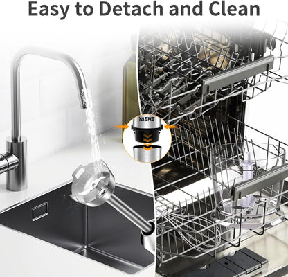 YASHE Immersion Blender, 5 in 1 Handheld Blender, Continuously Variable Speed, Stainless Steel Blender Stick, Emulsion Blender with Chopper, Whisk and Milk Frother for Meat, soups and Baby Food