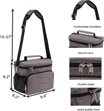 Insulated Lunch Bag for Women/Men Reusable Lunch Box Tote Bag, Large Thermal Cooler Bag with Adjustable Shoulder Strap for Kids and Adult,for Work/School/Outdoor Activity