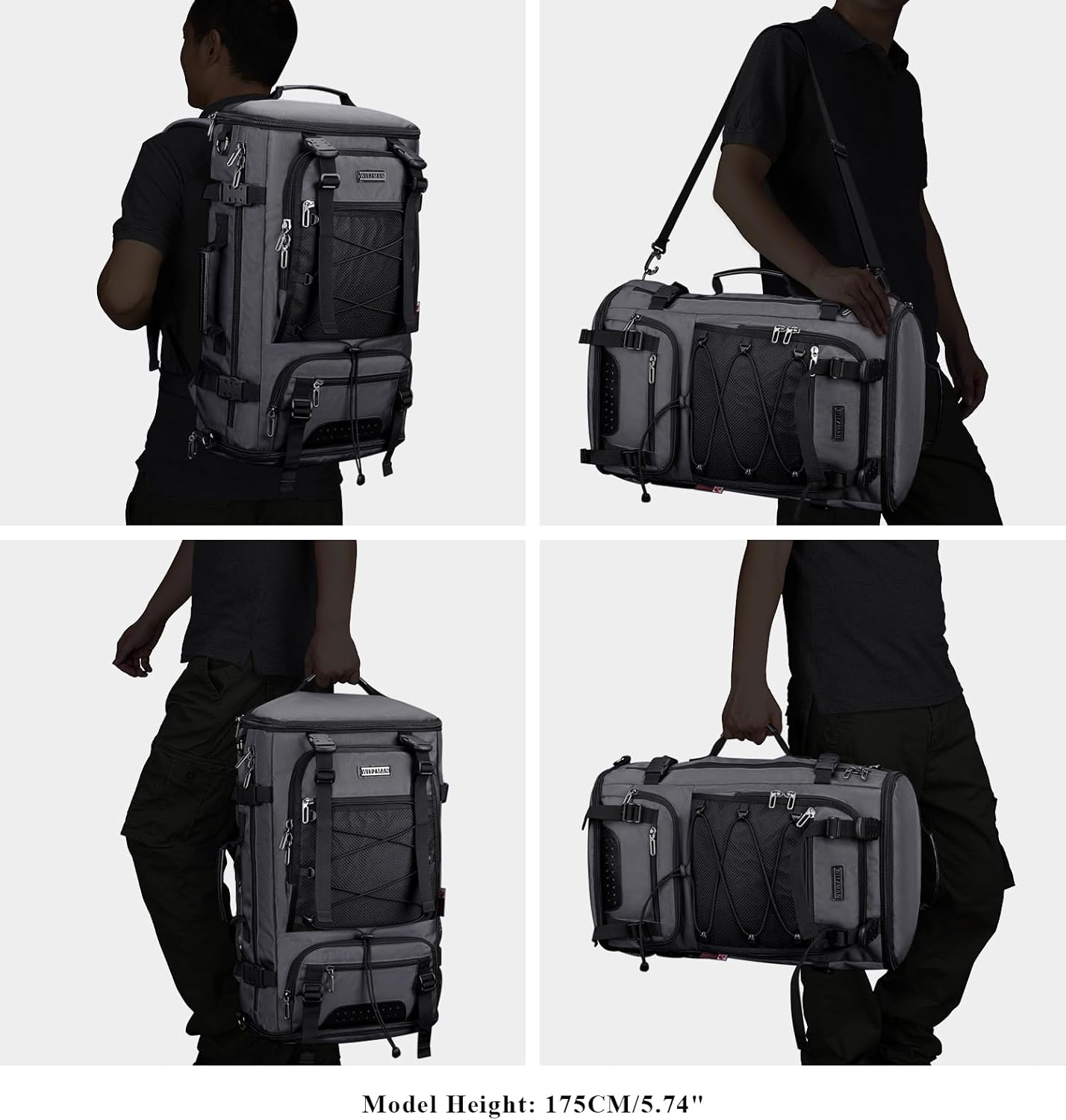 WITZMAN Travel Backpack for Men Large Carry on Backpack Convertible 3 in 1 Bags with Shoe Compartment Fit 17 Inch Laptop(B689 Black)