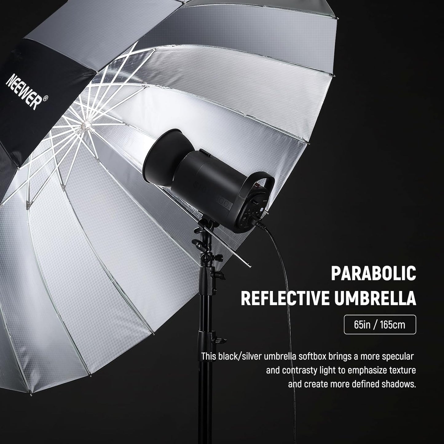 NEEWER 71"/180cm Parabolic Reflective Umbrella Photography with White Inner, Soft Lighting with Diffuser Cover, Bag, Quick Fold for Camera Photo Studio Video Light Shooting Monolight Flash, NS4U