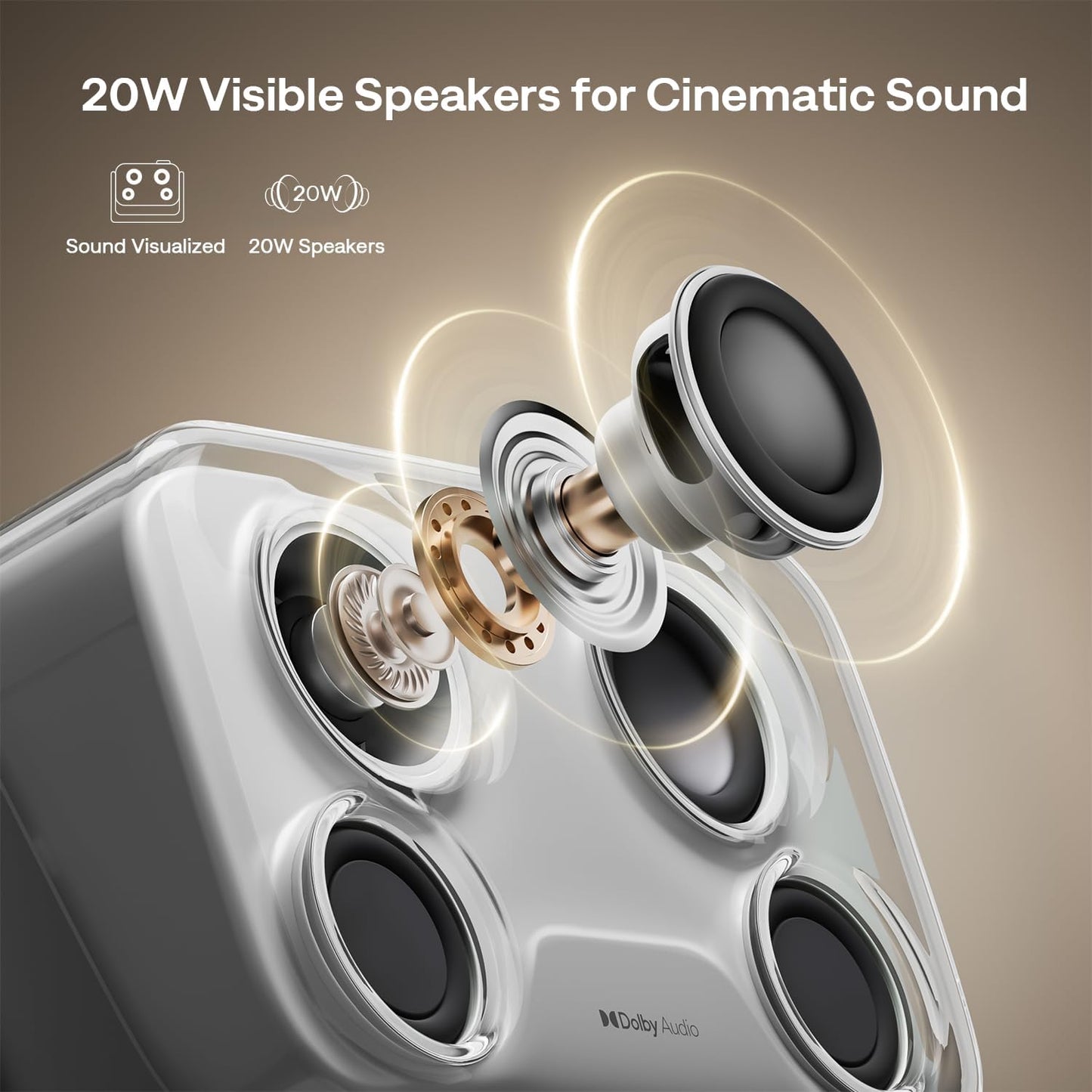Aurzen Boom mini Google TV 4K Supported Smart Projector with WiFi and Bluetooth, Outdoor & Home Movie Projector with 20W Speakers DoIby Audio, Real-Time Focus & Keystone, 500 ANSI Lumens, Black
