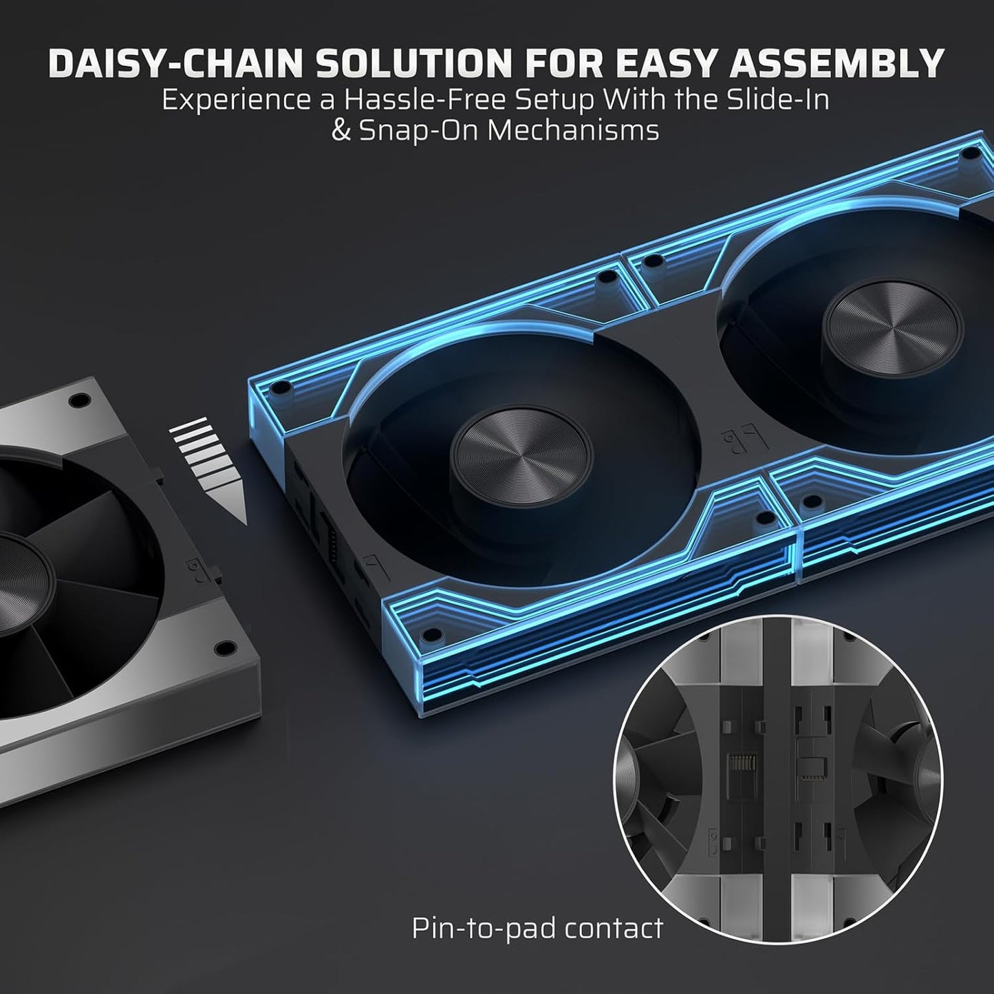 LTC CF-123D 120mm PC Case Fan, Daisy-Chain Connection, Infinity Mirror ARGB Lighting, Reversible Airflow 2000RPM Max, HDB Bearing PWM Computer Case Cooling Fan, Motherboard SYNC, 3 Pack, White