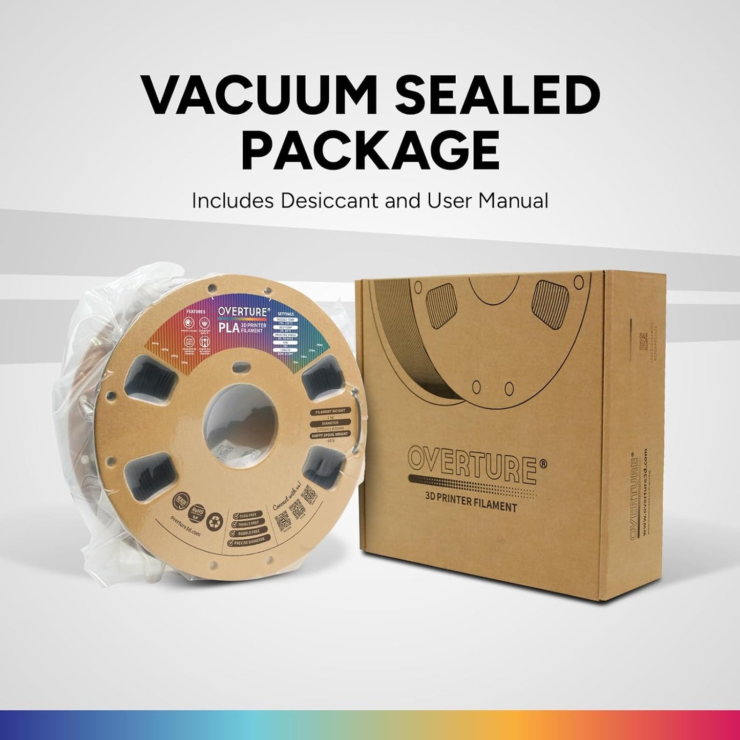 OVERTURE PLA Filament 1.75mm PLA 3D Printer Filament, 1kg Cardboard Spool (2.2lbs), Dimensional Accuracy +/- 0.02mm, Fit Most FDM Printer (Black 1-Pack)