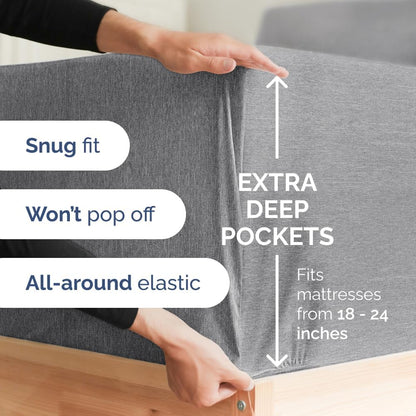 Extra Deep Queen Sheet Set - 6 Piece Breathable & Cooling Sheets - Hotel Luxury Bed Sheets Set - Easy & Secure Fit - Soft, Wrinkle Free & Comfy Sheets Set - White Sheet Set w/Extra Deep Pockets