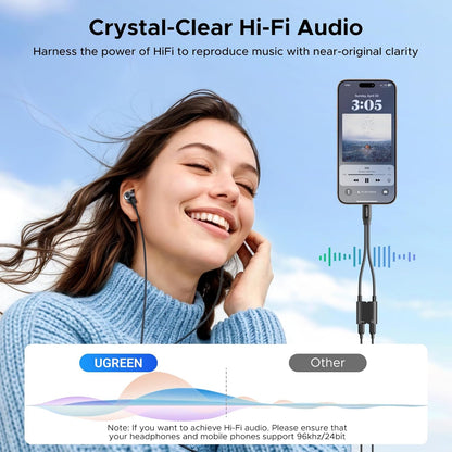 UGREEN Audio Adapter USB C Splitter 1 in 2 Out Dual USB C Headphone and Charger Magnetic Type C with PD 60W Fast Charging Dongle Cable for iPhone 16 Pro Max, Galaxy S25 Ultra, Pixel 9, iPad Pro/Air