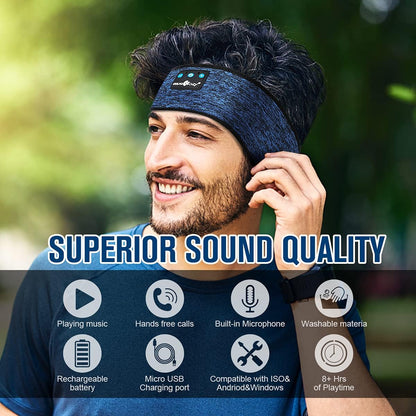 Bluetooth Sleep Headband Headphones | Wireless Sleep Mask Headphones | Music Headband for Side Sleepers | Sports Headband Earphones | Hands Free Audio Headband - PuriLite
