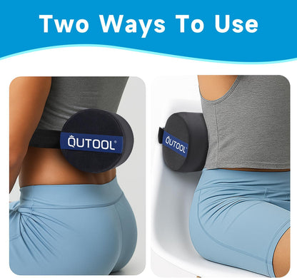 QUTOOL Lumbar Support Pillow for Office Chair – Lumbar Roll Cushion for Car Seat, Adjustable Strap, Soft Foam, Removable Washable Cover