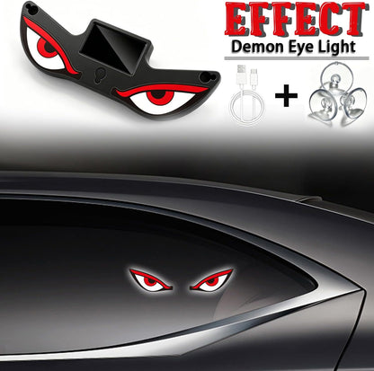 Solar Demon Eye LED Car Wireless Window Light, Eye Light for Windshield Suction Cup Dynamic Windshield Ambient Lamp Solar and USB Powered Lights for SUV, Truck,Van,RV(Red/WhiteEye/Nighttime use)