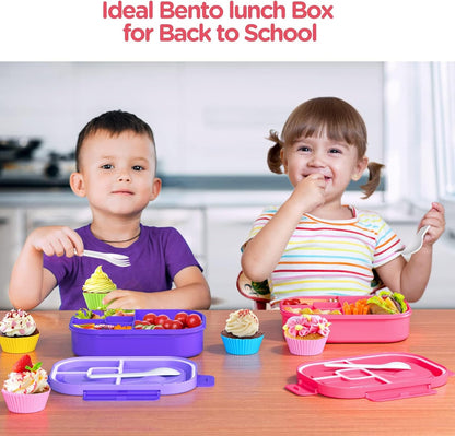 Lunch Box Kids Bento Box - 1300ML Ideal Leak Proof Bento Lunch Box for Kids School Lunchbox for Teens Toddlers Boys, Lunch Box Snack Containers with Utensil (Lunch Box-Purple)