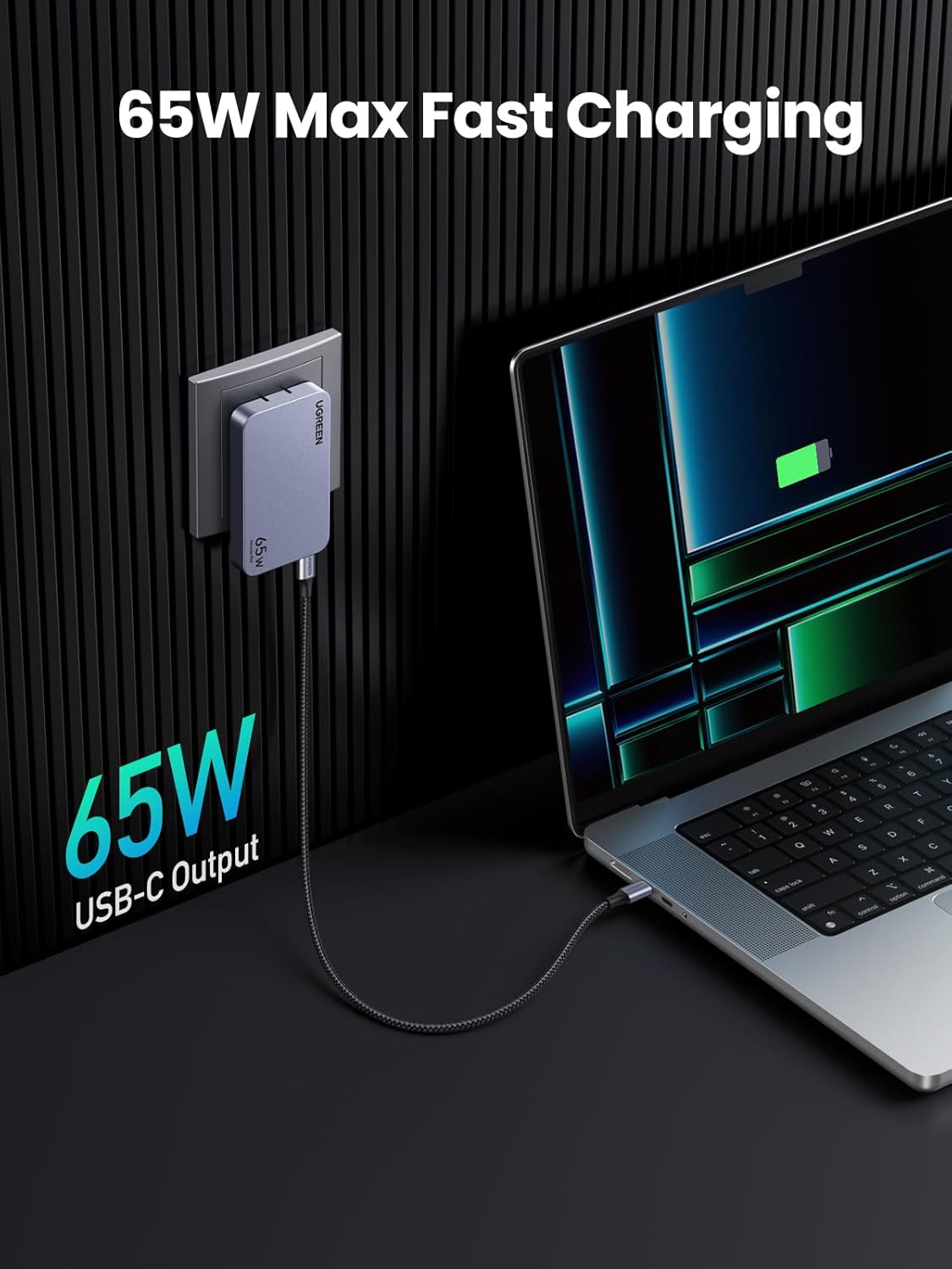 UGREEN Nexode Pro 65W Flat USB C Charger, 3-Port Ultra Slim GaN Compact Fast Charging Wall Charger PPS for MacBook Pro Air, Pixelbook, iPad Air, iPhone 17 Pro Max 16, Pixel 9 8, Galaxy S25 Ultra - PuriLite