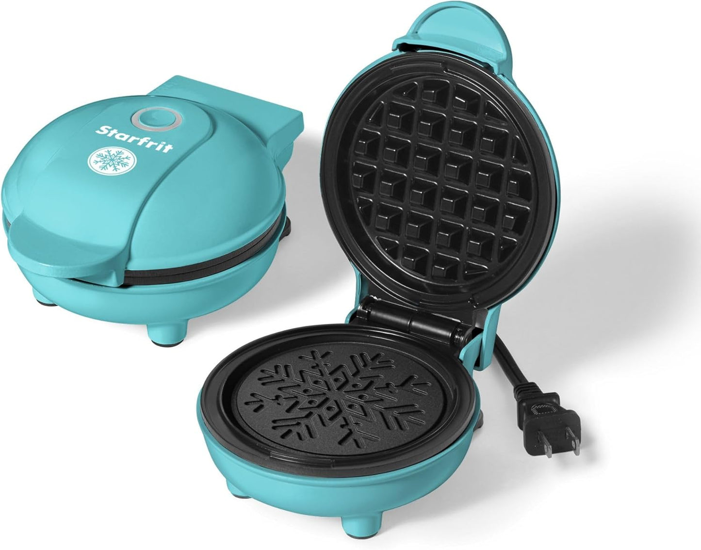 Starfrit 4-Inch Non-Stick Mini Waffle Maker – Snowflake Shape - Compact - Easy to Clean - 350W