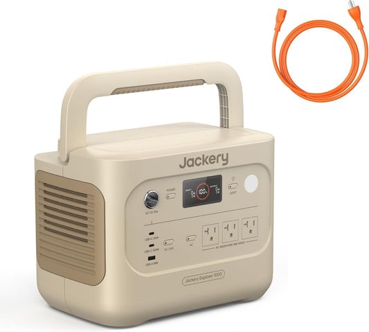 Jackery Explorer 1000 v2 with AC Cable,1070Wh,1500W (Dune White)