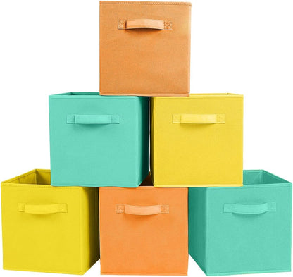 ShellKingdom Storage Bins, Foldable Fabric Storage Cubes And Cloth Organizer Drawer For Closet And Toys, 6 Pack (Lavender+Light Blue+Pink)