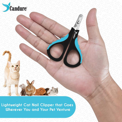 Candure Cat Nail Clippers Stainless Steel Cat Claw Trimmers for Rabbits,Guinea Pigs, Birds, Puppies, Kittens and Small Animals- Pet Nail Clippers for Professional and Home Use (Black)