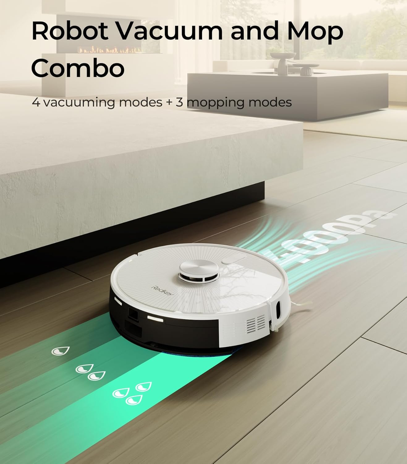 Redkey R10 Robot Vacuum, 3-in-1 Vacuum Robot with Suction Station and Mop, LiDAR Navigation, Powerful 4000Pa Suction Power, 4L Dust Bag, 90 Days Hands-Free Cleaning, Ideal for Pet Hair Cleaning
