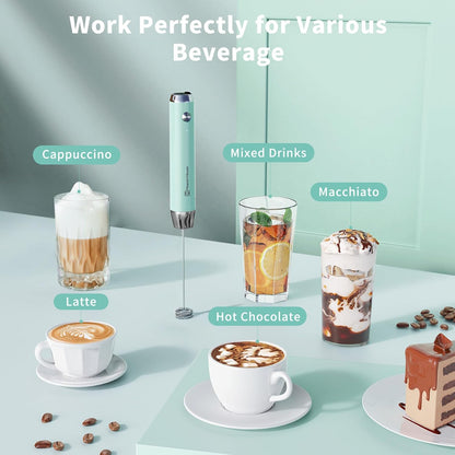 Maestri House Rechargeable Milk Frother, Handheld Electric Foam Maker Waterproof Detachable Stainless Steel Whisk Drink Mixer Foamer for Lattes, Cappuccino, No Stand (Black)，LunaFro NS
