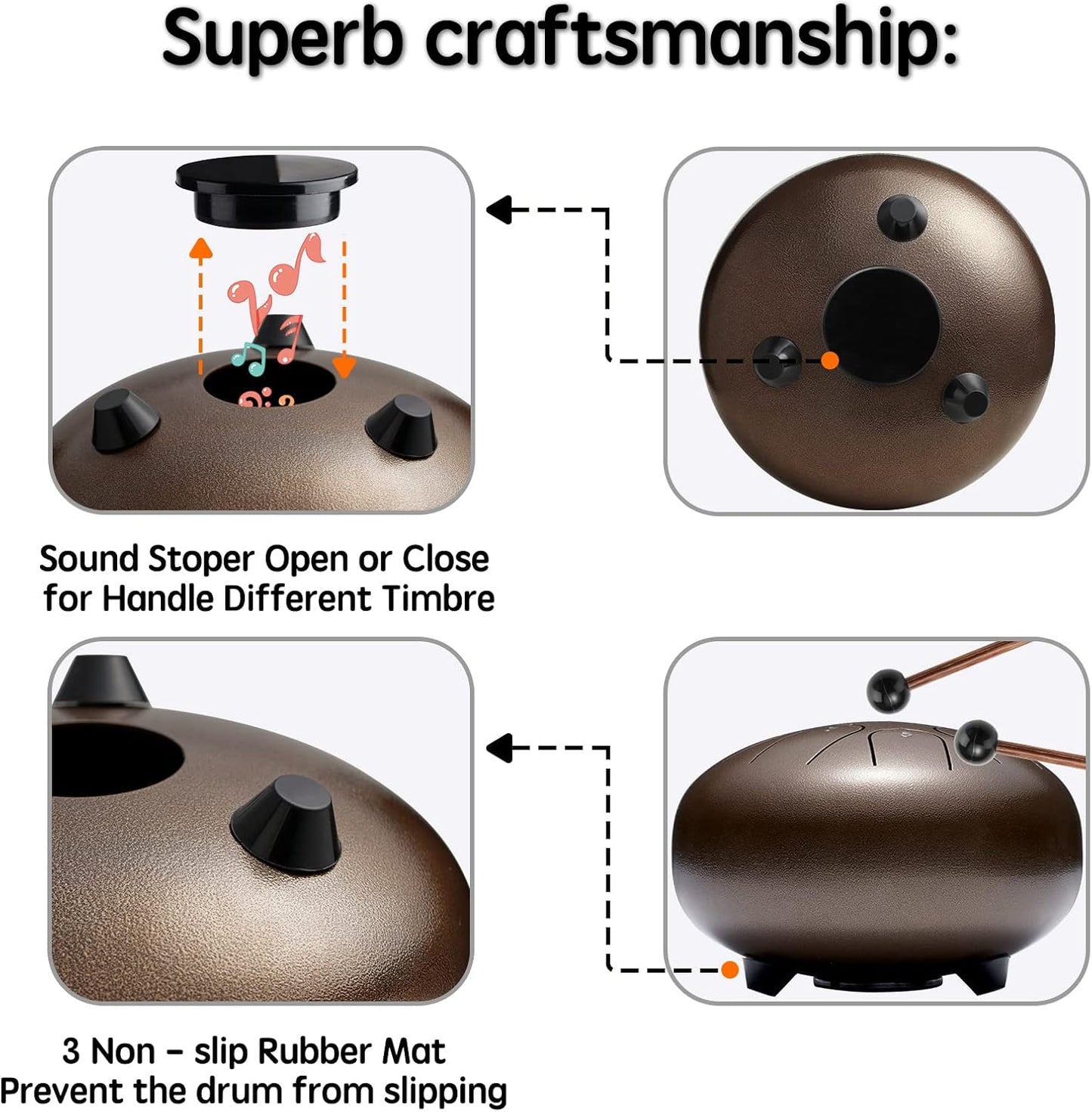 Lronbird Steel Tongue Drum Percussion, 6 Inch 8 Notes Musical Instruments, Music Gifts for Family Friends (Malachite)