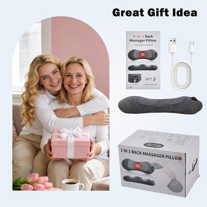 Cordless 3-in-1 Triple Fusion Back Massager with Heat, Vibration, Stretch