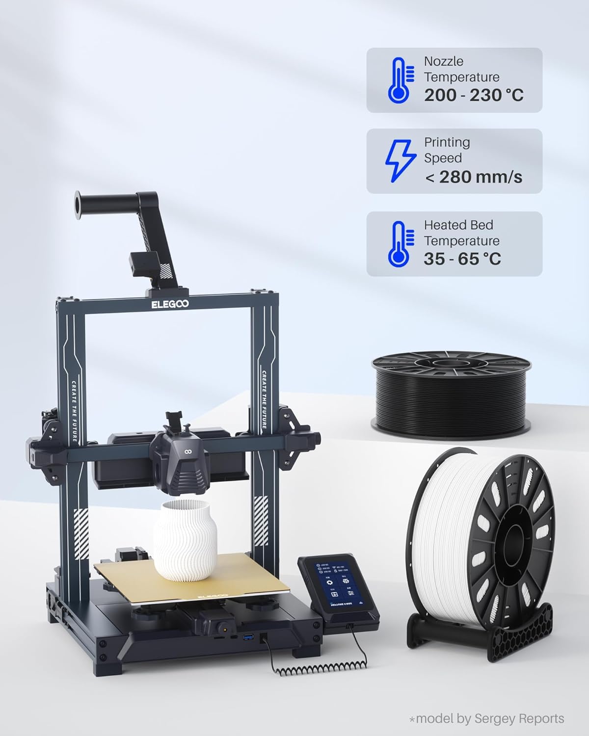 ELEGOO PLA+ Filament 1.75mm Black 4KG, PLA Plus 3D Printer Filament, Dimensional Accuracy +/- 0.02 mm, Tough & High Strength, Fit for Most FDM Printers(1KG/Spool, 2.2 lbs)