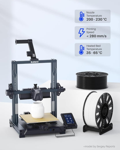 ELEGOO PLA+ Filament 1.75mm Black 4KG, PLA Plus 3D Printer Filament, Dimensional Accuracy +/- 0.02 mm, Tough & High Strength, Fit for Most FDM Printers(1KG/Spool, 2.2 lbs)