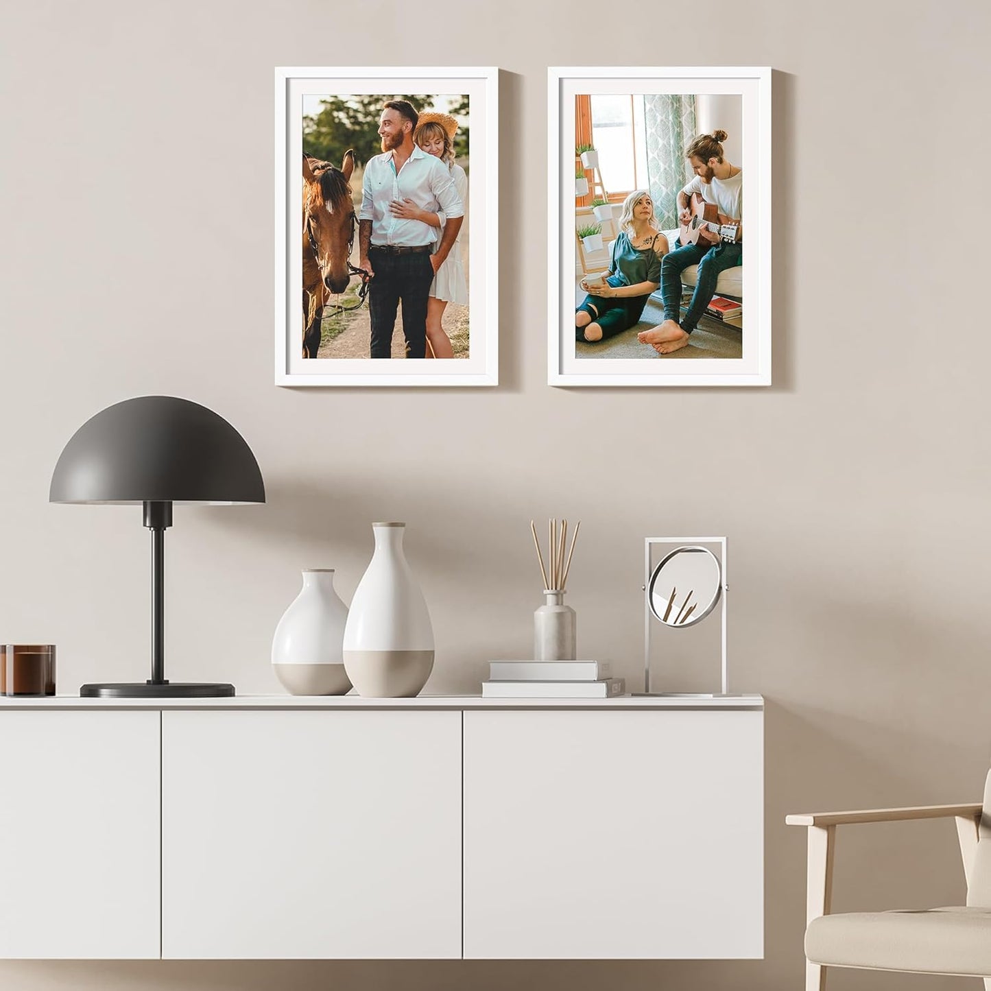 upsimples 11x14 Picture Frame, Display Pictures 8x10 with Mat or 11x14 Without Mat, Wall Hanging Photo Frames, Black
