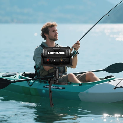 Velpaw 1.5" Ball Kayak Fish Finder Mount with Transducer Mounting Arm, Marine Electronic Mount Plate with Low Profile Track, Compatible with RAM Mounts, Scotty, Lowrance, Garmin