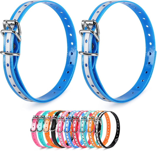 LuckinPET Replacement Collar Strap, Compatible with Petsafe,PATPET,Sportdog,Garmin,Dogtra,etc Most Training Collar/Fence Reciever, 3/4',Reflective,Adjustable,Metal Buckled,Waterproof (Blue Pack2) - PuriLite