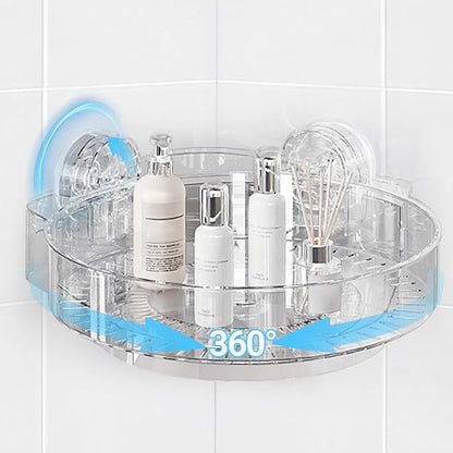 360° Rotating Corner Shower Caddy with Strong Suction Cups, Waterproof Bathroom Organizers and Storage Accessories, Easy to Install and Removable Shower Shelves for Vanity Kitchen Home