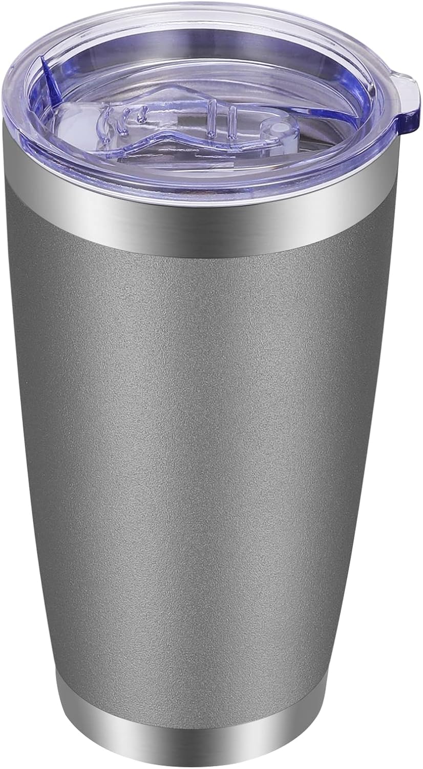 VEGOND 20oz Tumbler with Lid and Straw Stainless Steel Tumbler Cup Bulk Vacuum Insulated Double Wall Travel Coffee Mug Powder Coated Coffee Cup (Bluish Violet 6 Pack)