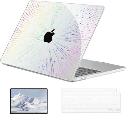 EooCoo Case Compatible with MacBook Air 13 inch M4 M3 M2 2025-2022 A3240 A3113 A2681, 13.6" Hard Case Cover & TPU Keyboard Skin & Screen Protector for Laptop Air 13.6 inch - Crystal Clear