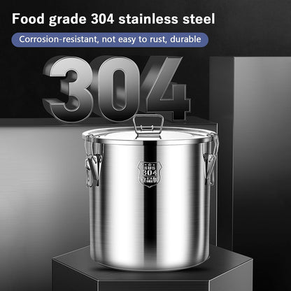 TRAGLO Rice Cereal Grain Canisters Stainless Steel Airtight Canisters Food Storage Bucket w/Handles+Lid for Kitchen Bean Flour Oil Sugar Milk 6L