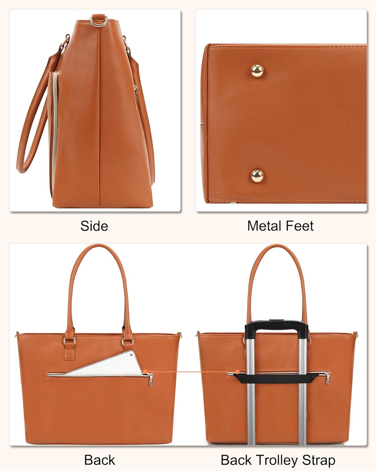 Laptop Bag for Women 17.3 Inch Laptop Tote Bag Large Work Tote Bag Waterproof Work Bag Teacher Bag with USB Charging Port Computer Tote Bag Nylon Handbag Satchel Shoulder Bag(17.3 inch, Black) - PuriLite